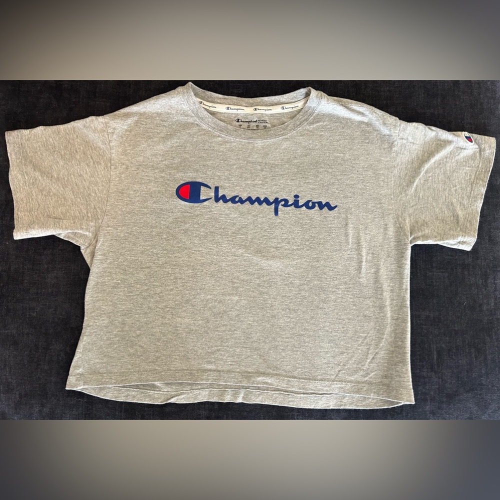 Champion Vintage Cropped Reverse Weave gray T-Shirt Small